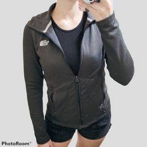 The North Face dark gray zip up hooded jacket